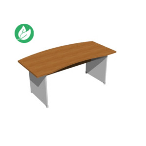Bureau de direction courbe Pronto - L. 166 x P. 90 cm - Plateau Aulne - Pieds panneaux Aluminium Bureau de direction courbe Pronto - L. 166 x P. 90 cm - Plateau Aulne - Pieds panneaux Aluminium