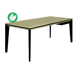 Bureau de direction Fusion - L.170 x P.90 cm - Plateau Chêne structuré - Pieds métal Noir