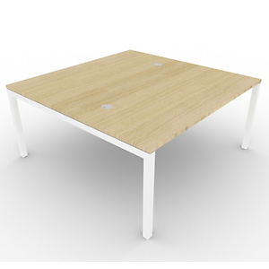 Bureau de direction - gamme ARCHE - L.160 x P.160 x H.72 cm - plateau Chêne - pieds Blanc Bureau de direction - gamme ARCHE - L.160 x P.160 x H.72 cm - plateau Chêne - pieds Blanc