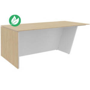 Bureau de direction pied vertical à droite Rhéa - L. 200 x P. 100 x H. 74 cm - Plateau Chêne - Pieds Blanc Bureau de direction pied vertical à droite Rhéa - L. 200 x P. 100 x H. 74 cm - Plateau Chêne - Pieds Blanc