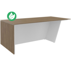 Bureau de direction pied vertical à droite Rhéa - L. 200 x P. 100 x H. 741 cm - Plateau Noyer - Pieds Blanc Bureau de direction pied vertical à droite Rhéa - L. 200 x P. 100 x H. 741 cm - Plateau Noyer - Pieds Blanc