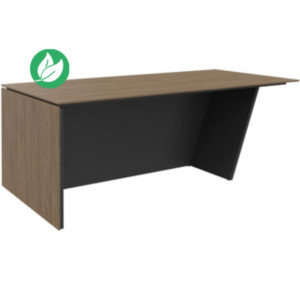 Bureau direction pied vertical à droite Rhéa - L. 200 x P. 100 x H. 741 cm - Plateau Noyer - Pieds Carbone Bureau direction pied vertical à droite Rhéa - L. 200 x P. 100 x H. 741 cm - Plateau Noyer - Pieds Carbone