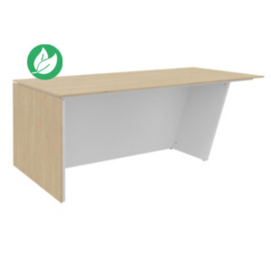 Bureau de direction pied vertical à gauche Rhéa - L. 200 x P. 100 x H. 741 cm - Plateau Chêne - Pieds Blanc Bureau de direction pied vertical à gauche Rhéa - L. 200 x P. 100 x H. 741 cm - Plateau Chêne - Pieds Blanc
