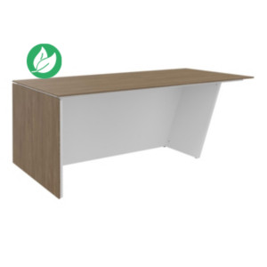 Bureau de direction pied vertical à gauche Rhéa - L. 200 x P. 100 x H. 741 cm - Plateau Noyer - Pieds Blanc Bureau de direction pied vertical à gauche Rhéa - L. 200 x P. 100 x H. 741 cm - Plateau Noyer - Pieds Blanc