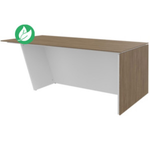 Bureau de direction pied vertical à gauche Rhéa - L. 200 x P. 100 x H. 741 cm - Plateau Noyer - Pieds Blanc Bureau de direction pied vertical à gauche Rhéa - L. 200 x P. 100 x H. 741 cm - Plateau Noyer - Pieds Blanc