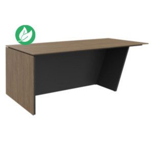 Bureau direction pied vertical à gauche Rhéa - L. 200 x P. 100 x H. 741 cm - Plateau Noyer - Pieds Carbone Bureau direction pied vertical à gauche Rhéa - L. 200 x P. 100 x H. 741 cm - Plateau Noyer - Pieds Carbone