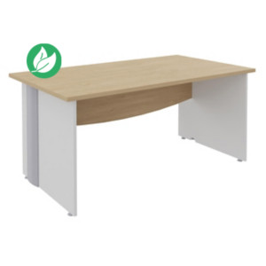 Bureau Droit Activity - L.160 x P.80 cm - Plateau Chêne clair - Pieds pleins Blanc Bureau Droit Activity - L.160 x P.80 cm - Plateau Chêne clair - Pieds pleins Blanc