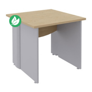 Bureau Droit Activity - L.80 x P.80 cm - Plateau Chêne clair - Pieds pleins Aluminium