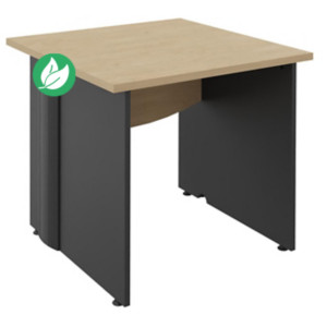 Bureau Droit Activity - L.80 x P.80 cm - Plateau Chêne clair - Pieds pleins Anthracite