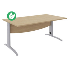 Bureau Droit Activity Métal - L.140 x P.80 cm - Plateau Chêne clair - Pieds L Aluminium