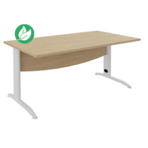 Bureau Droit Activity Métal - L.140 x P.80 cm - Plateau Chêne clair - Pieds L Blanc Bureau Droit Activity Métal - L.140 x P.80 cm - Plateau Chêne clair - Pieds L Blanc