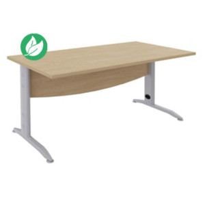 Bureau Droit Activity Métal - L.160 x P.80 cm - Plateau Chêne clair - Pieds L Aluminium Bureau Droit Activity Métal - L.160 x P.80 cm - Plateau Chêne clair - Pieds L Aluminium