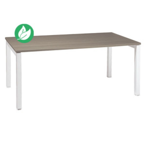 Bureau Droit Actual - L.160 x P.80 cm - Plateau Chêne grisé - Pieds Arche Blanc