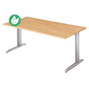 Bureau droit Actual à hauteur ajustable au montage - L.120 x P.80 cm - Plateau Chêne - Pieds métal en L Aluminium Bureau droit Actual à hauteur ajustable au montage - L.120 x P.80 cm - Plateau Chêne - Pieds métal en L Aluminium