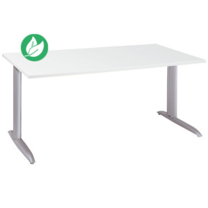 Bureau droit Actual à hauteur ajustable au montage - L.140 x P.80 cm - Plateau Blanc - Pieds métal en L Aluminium Bureau droit Actual à hauteur ajustable au montage - L.140 x P.80 cm - Plateau Blanc - Pieds métal en L Aluminium