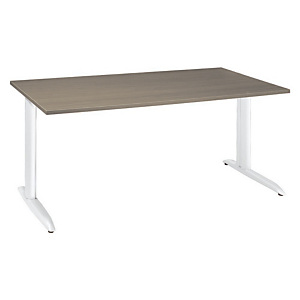 Bureau droit Actual à hauteur ajustable au montage - L. 80 x P. 80 cm - Plateau Chêne grisé, Pieds m