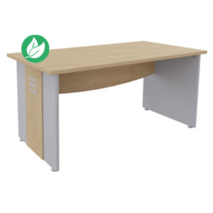 Bureau droit Axiome - L.160 x P.80 cm - Plateau Chêne - Pieds panneaux Aluminium/Chêne Bureau droit Axiome - L.160 x P.80 cm - Plateau Chêne - Pieds panneaux Aluminium/Chêne