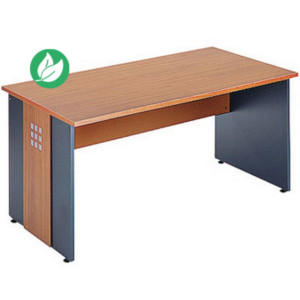 Bureau Droit Axiome - L. 160 x P. 80 cm - Plateau Merisier Axiome - Pieds pleins Anthracite