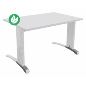 Bureau droit Biospace - L.120 x P.80 cm - Plateau Blanc - Pieds Blanc - Embases Aluminium