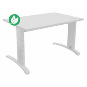 Bureau droit Biospace - L.120 x P.80 cm - Plateau Blanc - Pieds Blanc - Embases Blanc