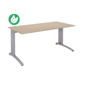 Bureau droit Biospace - L.120 x P.80 cm - Plateau Chêne - Pieds Aluminium - Embases Blanc Bureau droit Biospace - L.120 x P.80 cm - Plateau Chêne - Pieds Aluminium - Embases Blanc