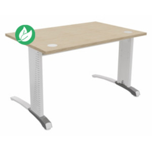 Bureau droit Biospace - L.120 x P.80 cm - Plateau Chêne - Pieds Blanc - Embases Aluminium Bureau droit Biospace - L.120 x P.80 cm - Plateau Chêne - Pieds Blanc - Embases Aluminium