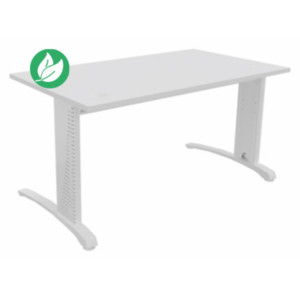 Bureau droit Biospace - L.140 x P.80 cm - Plateau Blanc - Pieds Blanc - Embases Blanc