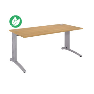Bureau droit Biospace - L.140 x P.80 cm - Plateau Hêtre - Pieds Aluminium - Embases Aluminium Bureau droit Biospace - L.140 x P.80 cm - Plateau Hêtre - Pieds Aluminium - Embases Aluminium