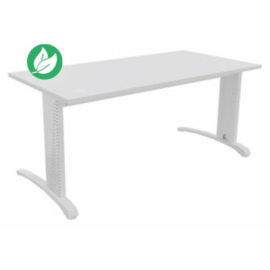 Bureau droit Biospace - L.160 x P.80 cm - Plateau Blanc - Pieds Blanc - Embases Blanc