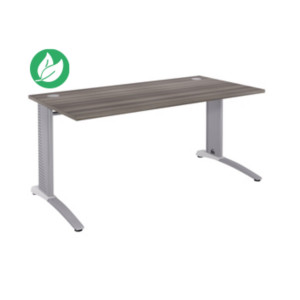 Bureau droit Biospace - L.160 x P.80 cm - Plateau Cèdre - Pieds Aluminium - Embases Blanc Bureau droit Biospace - L.160 x P.80 cm - Plateau Cèdre - Pieds Aluminium - Embases Blanc