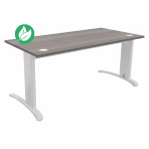 Bureau droit Biospace - L.160 x P.80 cm - Plateau Cèdre - Pieds Blanc - Embases Blanc