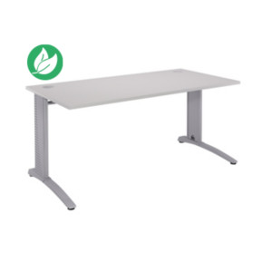 Bureau droit Biospace - L.160 x P.80 cm - Plateau Gris - Pieds Aluminium - Embases Aluminium Bureau droit Biospace - L.160 x P.80 cm - Plateau Gris - Pieds Aluminium - Embases Aluminium