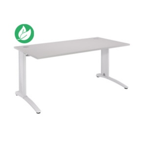 Bureau droit Biospace - L.160 x P.80 cm - Plateau Gris - Pieds Blanc - Embases Blanc Bureau droit Biospace - L.160 x P.80 cm - Plateau Gris - Pieds Blanc - Embases Blanc