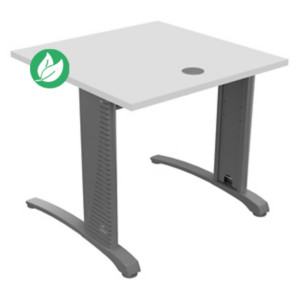 Bureau droit Biospace - L.80 x P.80 cm - Plateau Blanc - Pieds Aluminium - Embases Aluminium Bureau droit Biospace - L.80 x P.80 cm - Plateau Blanc - Pieds Aluminium - Embases Aluminium