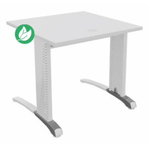 Bureau droit Biospace - L.80 x P.80 cm - Plateau Blanc - Pieds Blanc - Embases Aluminium Bureau droit Biospace - L.80 x P.80 cm - Plateau Blanc - Pieds Blanc - Embases Aluminium