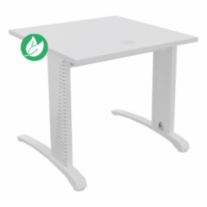Bureau droit Biospace - L.80 x P.80 cm - Plateau Blanc - Pieds Blanc - Embases Blanc Bureau droit Biospace - L.80 x P.80 cm - Plateau Blanc - Pieds Blanc - Embases Blanc
