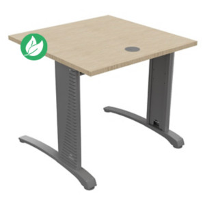 Bureau droit Biospace - L.80 x P.80 cm - Plateau Chêne - Pieds Aluminium - Embases Aluminium Bureau droit Biospace - L.80 x P.80 cm - Plateau Chêne - Pieds Aluminium - Embases Aluminium