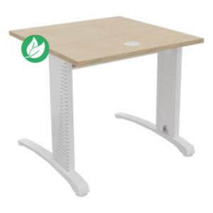 Bureau droit Biospace - L.80 x P.80 cm - Plateau Chêne - Pieds Blanc - Embases Blanc Bureau droit Biospace - L.80 x P.80 cm - Plateau Chêne - Pieds Blanc - Embases Blanc