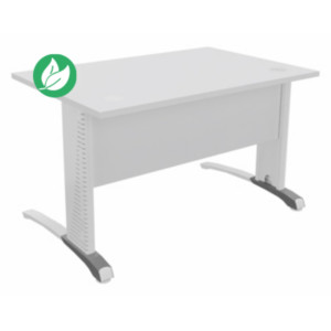 Bureau droit Biospace avec voile de fond - L.120 x P.80 cm - Plateau Blanc - Pieds Blanc - Embases Aluminium Bureau droit Biospace avec voile de fond - L.120 x P.80 cm - Plateau Blanc - Pieds Blanc - Embases Aluminium