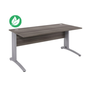 Bureau droit Biospace avec voile de fond - L.160 x P.80 cm - Plateau Cèdre - Pieds Aluminium - Embases Aluminium Bureau droit Biospace avec voile de fond - L.160 x P.80 cm - Plateau Cèdre - Pieds Aluminium - Embases Aluminium
