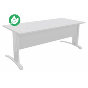 Bureau droit Biospace avec voile de fond - L.180 x P.80 cm - Plateau Blanc - Pieds Blanc - Embases Blanc Bureau droit Biospace avec voile de fond - L.180 x P.80 cm - Plateau Blanc - Pieds Blanc - Embases Blanc