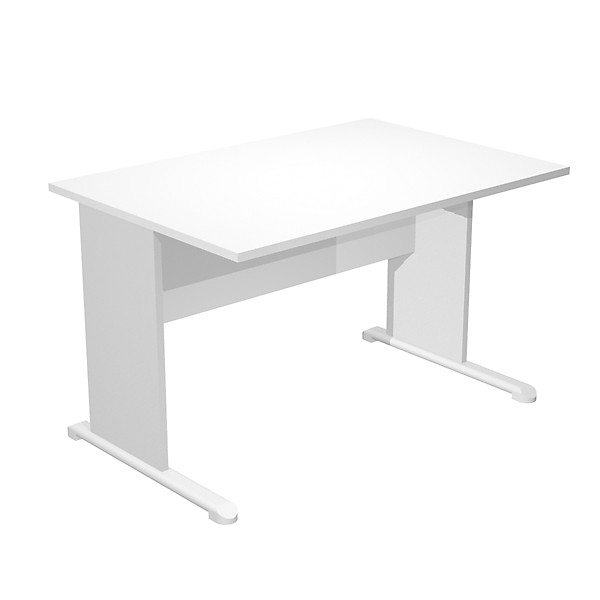 Bureau droit blanc pieds L aluminium L 120 cm - 1