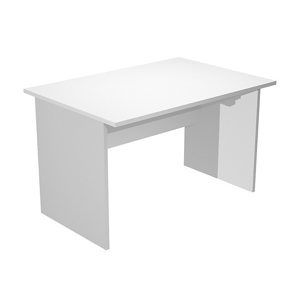Bureau droit blanc pieds aluminium L 120 cm - 1