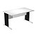 Bureau droit blanc pieds L noirs L 140 cm - 1