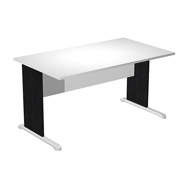 Bureau droit blanc pieds L noirs L 140 cm - 1