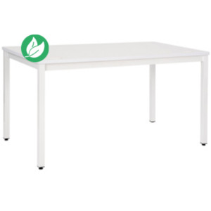 Bureau droit Budget - L. 140 x P. 80 cm - Plateau Blanc - Pieds Blanc Bureau droit Budget - L. 140 x P. 80 cm - Plateau Blanc - Pieds Blanc