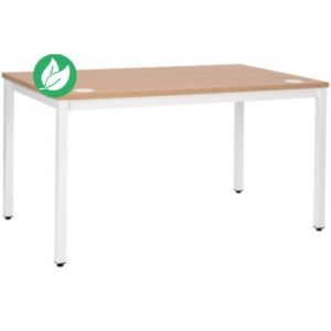Bureau droit Budget - L. 140 x P. 80 cm - Plateau Chêne - Pieds Blanc Bureau droit Budget - L. 140 x P. 80 cm - Plateau Chêne - Pieds Blanc