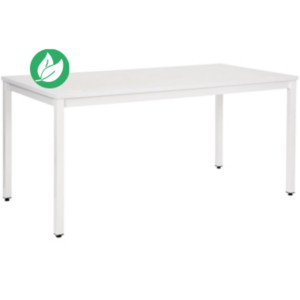 Bureau droit Budget - L. 160 x P. 80 cm - Plateau Blanc - Pieds Blanc Bureau droit Budget - L. 160 x P. 80 cm - Plateau Blanc - Pieds Blanc