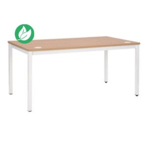Bureau droit Budget - L. 160 x P. 80 cm - Plateau Chêne - Pieds Blanc Bureau droit Budget - L. 160 x P. 80 cm - Plateau Chêne - Pieds Blanc