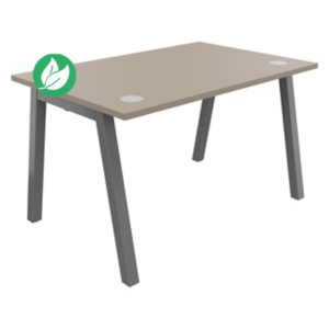 Bureau droit Burocolor A avec obturateurs - L.120 x P.80 cm - Plateau Argile - Pieds Aluminium Bureau droit Burocolor A avec obturateurs - L.120 x P.80 cm - Plateau Argile - Pieds Aluminium